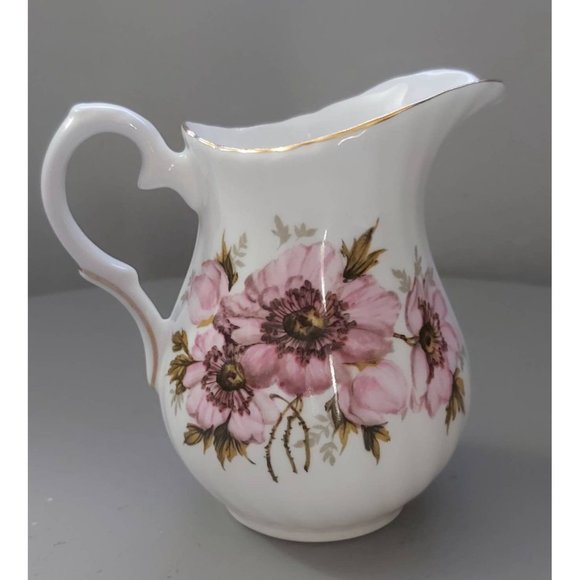 Crown Staffordshire Creamer, Sugar Bowl and Tray, With Pink Flowers and Gold - Picture 5 of 9